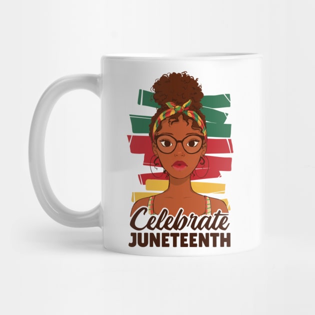 Celebrate Juneteenth young afro woman quote, Juneteenth Afro Woman by Darksavage